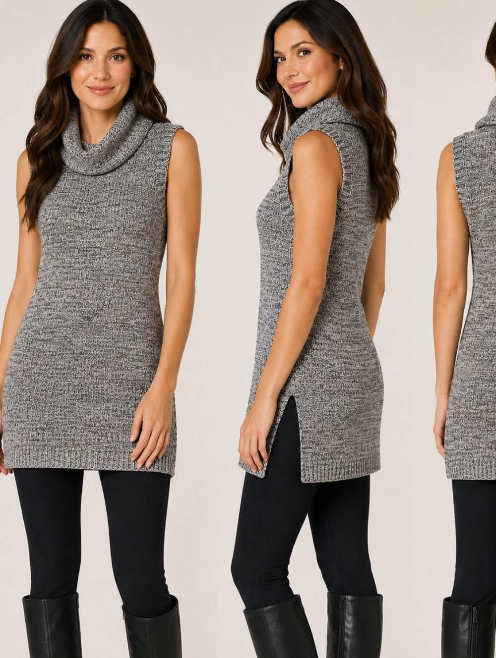 Papillon Sleeveless Cowl Neck Tunic Sweater  ST7335 Size M NWT